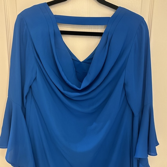 White House Black Market, cobalt blue dress with Exaggerated bell sleeves. Sz4 - Picture 3 of 5